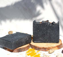 Load image into Gallery viewer, Charcoal Turmeric Oatmeal Tea Tree Mint Handmade Soap
