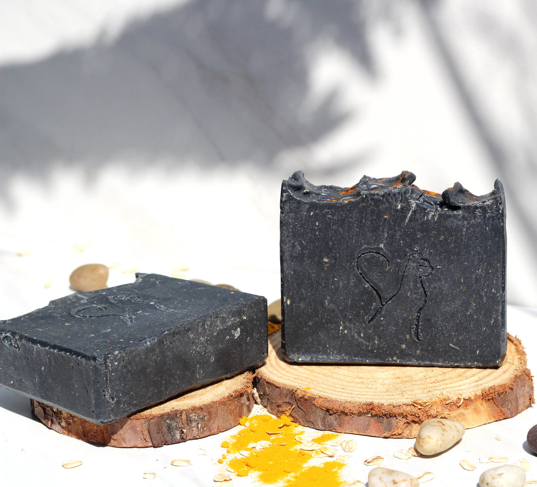 Charcoal Turmeric Oatmeal Tea Tree Mint Handmade Soap